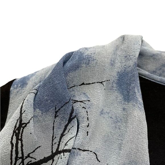 TED BAKER Silk Front Long Sleeve Tunic Top Black Blue Size XS - Picture 4 of 5